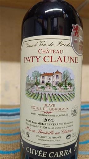 Burdeos Blaye-Côtes de Burdeos Château Paty Claune Carra 2020