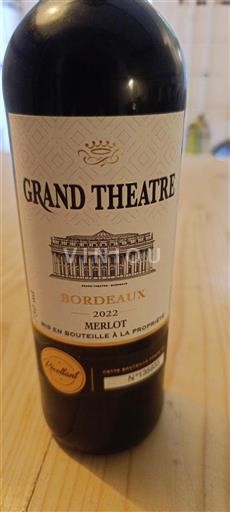 Vin Rouge sec Grand Theatre 2022 France Bordeaux AOC