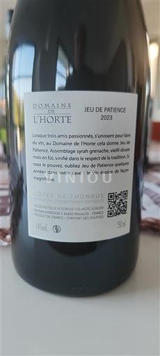 Languedoc in Roussillon Côtes de Thongue Domaine L'horte Jeu de Patience 2023