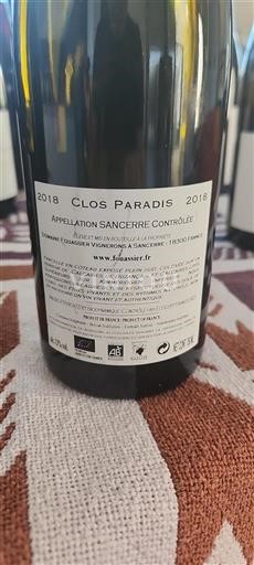 Thung lũng sông Loire Sancerre. Domaine Fouassier Clos Paradis 2018