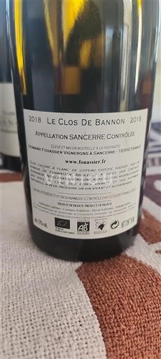 Thung lũng sông Loire Sancerre. Domaine Fouassier Le Clos De Bannon 2018