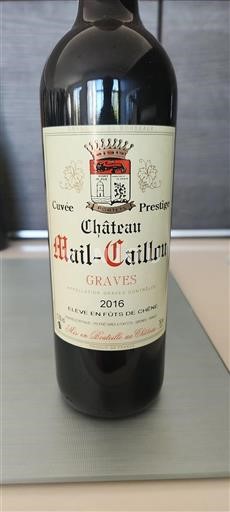 Vin Rouge sec Prestige Mail-Caillou 2016 France Bordeaux Graves AOC