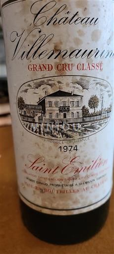 Bordeaux Saint-Émilion Grand Cru Classé Château Villemaurine 1974