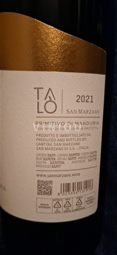 Apulien Primitivo di Manduria San Marzano Talo 2021