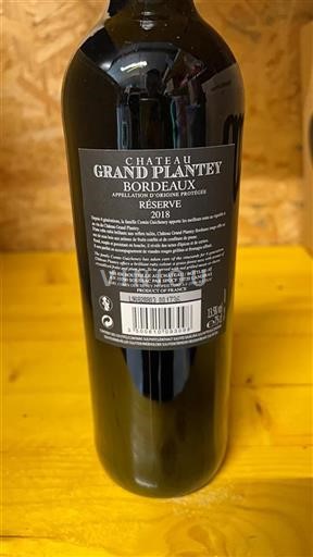 Bordéus Château Grand Plantey Réserve 2018