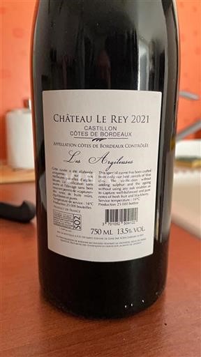 Bordeaux Côtes-de-Bordeaux Château Le Rey Les Argileuses 2021