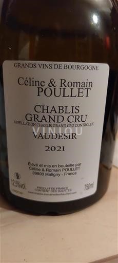 Burgundsko Chablis Grand Cru Grand Cru Céline & Romain Poulet Vaudesir 2021