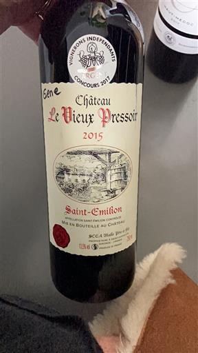 Bordeaux Saint-Émilion Château Le Vieux Pressoir 2015