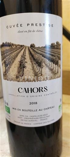 Sudoeste Cahors Ch. Cantelauze-mezy Prestige 2018
