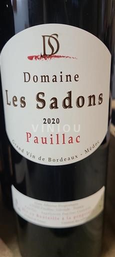 Bordeaux Pauillac Domaine Les Sadons 2020