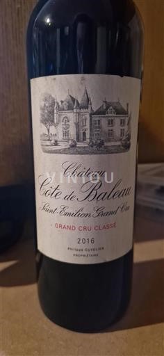 Burdeos Saint-Émilion Grand Cru Classé Château Côte De Baleau 2016