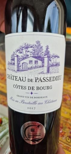 Bordéus Côtes-de-bourg Château Passedieu 2017