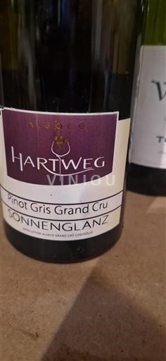 Vin Blanc sec Sonnenglanz Hartweg 2015 France Alsace AOC Grand Cru