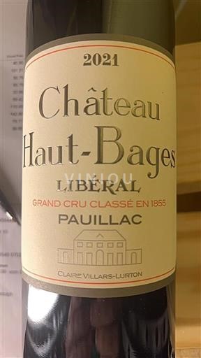 Bordeaux Pauillac Grand Cru Château Hautbages Libéral 2021