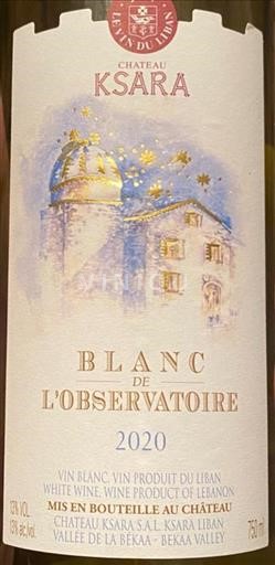 Nord del Libano Akkar Château Ksara Blanc de l'Observatoire 2020