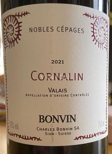 Valais Valais AOC Charles Bonvin Cornalin nobles cépages 2021