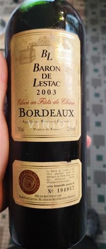 Bordeaux Baron De Lestac 2003
