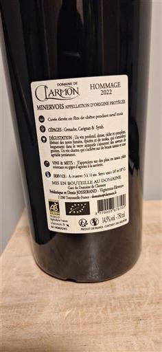 Languedoc Minervois Domaine Clarmon Hommage 2022