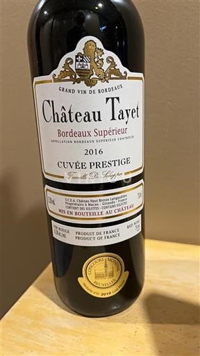 Bordeaux Bordeaux Supérieur Château Tayet Prestige 2016