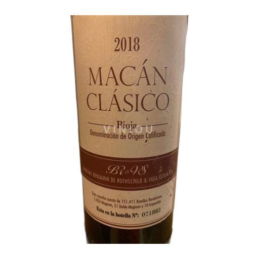 La Rioja Rioja Bodegas Benjamin De Rothschild & Vega Sicilia Macán Clásico 2018