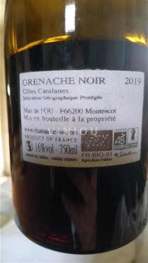 Languedoc and Roussillon Côtes Catalanes Château L'ou Grenache Noir 2019