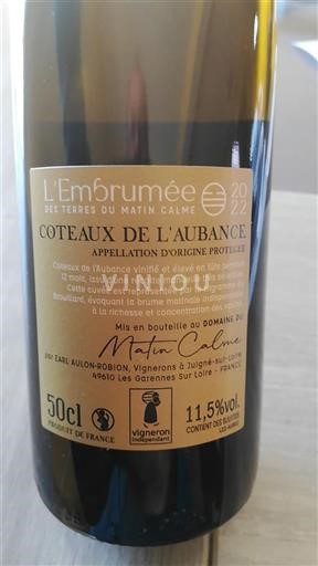 Údolí Loiry Coteaux-de-l'aubance Matin Calme L'Embrumée 2022