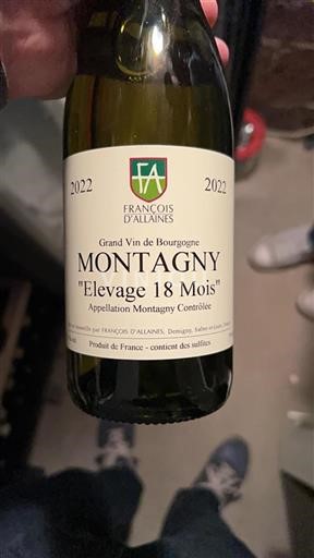 Burgundi Montagny François Allaines Elevage 18 Mois 2022