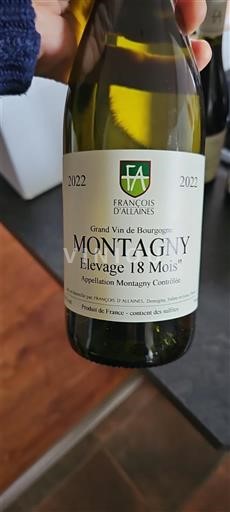 Burgund Montagny François Allaines Elevage 18 Mois 2022