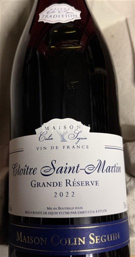 Bourgogne Ikke specificeret Maison Colin Seguin Cloître Saint-Martin Grande Réserve 2022
