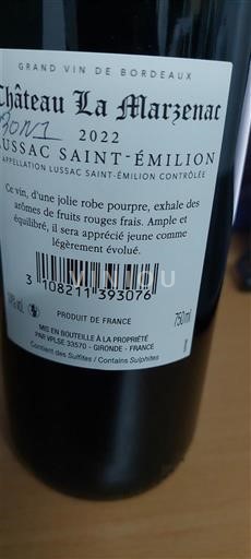 Bordeaux Lussac-saint-émilion Château Lamarzenac 2022