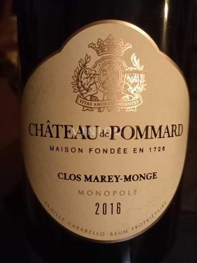Borgoña Pommard Château Pommard Clos Marey-Monge 2016