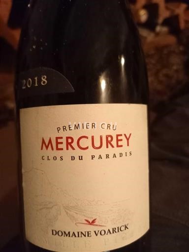 Bourgondië Niet gespecificeerd Premier Cru Domaine Voarick Clos du Paradis 2018