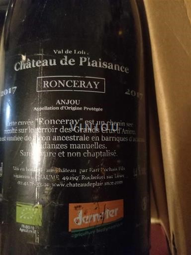 Dolina Loare Anjou Château Plaisance Ronceray 2017