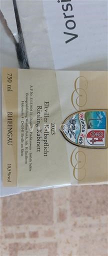Vin Blanc demi-sec Riesling Kabinett Domaine Folch Eschborn 2023 Allemagne Rheingau Eltville
