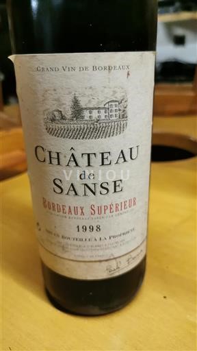 Vin Rouge sec Château Sanse 1998 France Bordeaux Bordeaux supérieur AOC