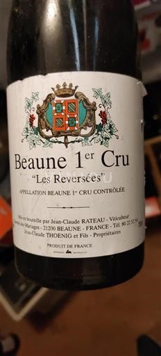 Vin Rouge sec Les Reversées Jean-Claude Rateau 1994 France Bourgogne AOC Premier Cru