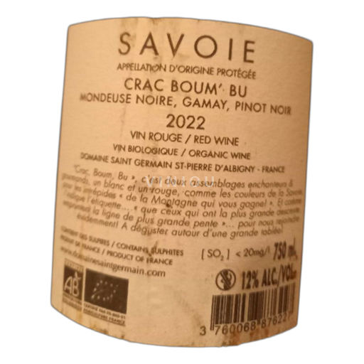 Savoyen und Bugey Chignin-Bergeron Domaine Saintgermain Crac Boum bu 2022