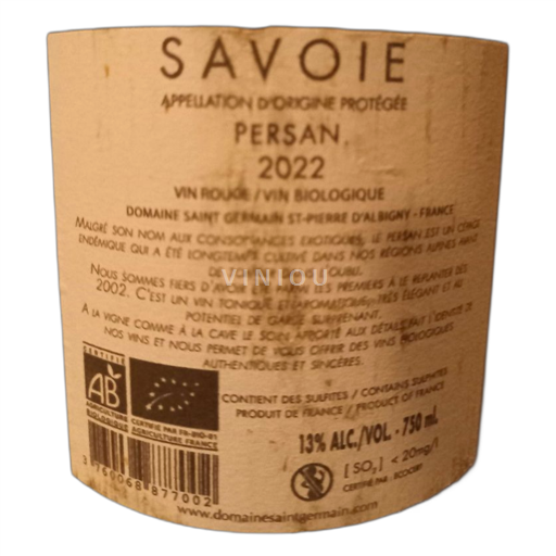 Savoie and Bugey Domaine Saint Germain Persan 2022