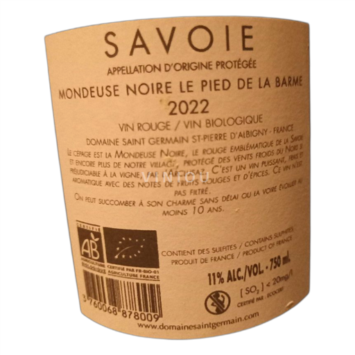 Savoie and Bugey Domaine Saint Germain Le pied de la barme 2022
