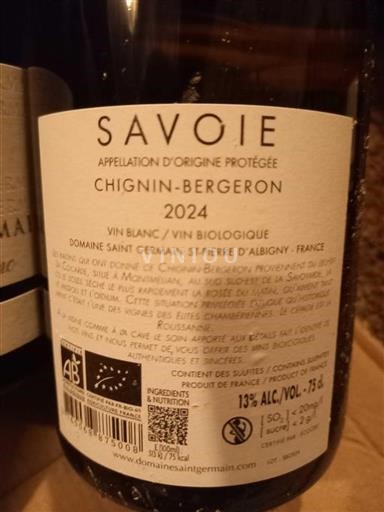 Savoyen und Bugey Chignin-Bergeron Domaine Saintgermain 2024