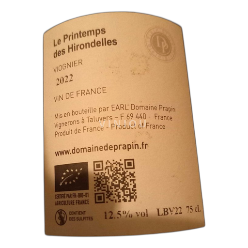 Alpes et pays Rhodaniens Collines rhodaniennes Domaine Prapin Le Printemps des Hirondelles 2022