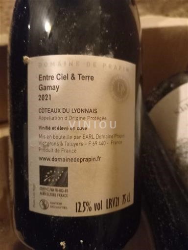 Lyonês Coteaux-do-Lyonês Domaine Prapin Entre Ciel & Terre 2021