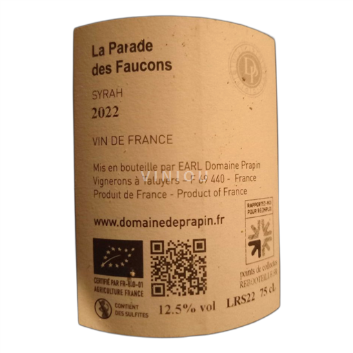 Alpes et pays Rhodaniens Collines rhodaniennes Domaine Prapin La Parade des Faucons 2022