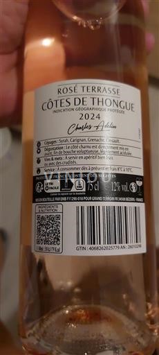 Languedoc ja Roussillon Côtes de Thongue Charles Adelin Rosé Terrasse 2024