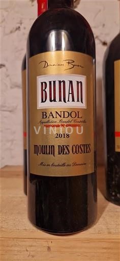Vin Rouge sec Moulin des Costes Domaine Bunan 2018 France Provence Bandol AOC