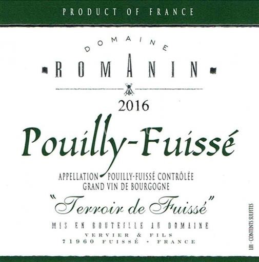 Burgundy Pouilly-Fuissé Domaine Romanin Terroir de Fuissé 2022