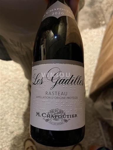 Vin Rouge sec Les Gadilles M. Chapoutier 2020 France Vallée du Rhône Rasteau AOC