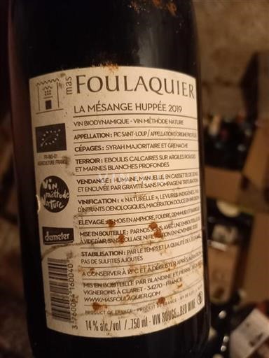 Langvedok Pic-saint-loup Mas Foulaquier La Mésange Huppée 2019