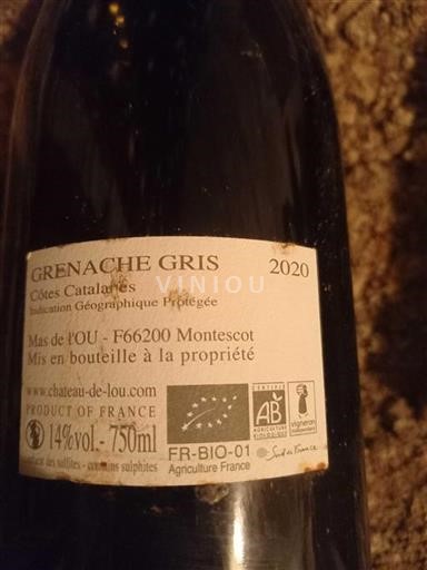 Languedoc and Roussillon Côtes Catalanes Mas De L'ou Grenache Gris 2020