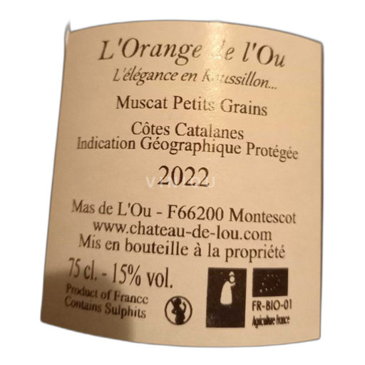 Languedoc and Roussillon Côtes Catalanes Mas De L'ou L'Orange de l'Ou 2022